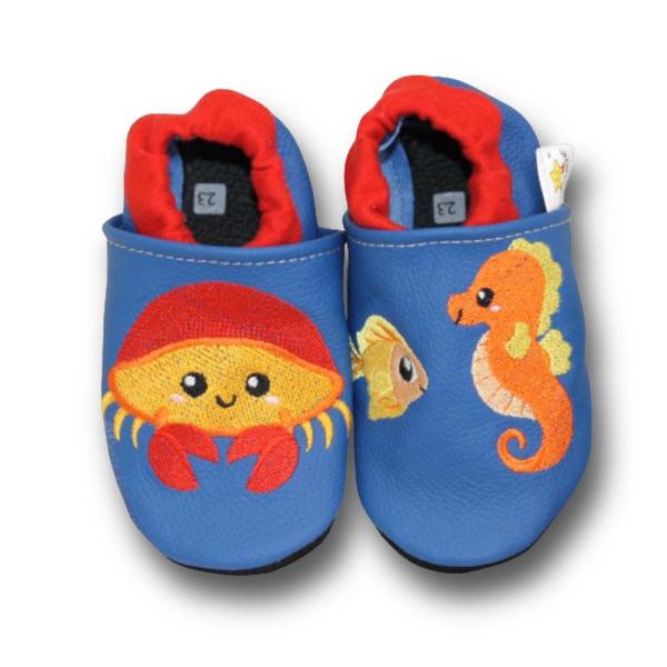 Krabbelschuhe Krabbe, Seepferd & Fisch